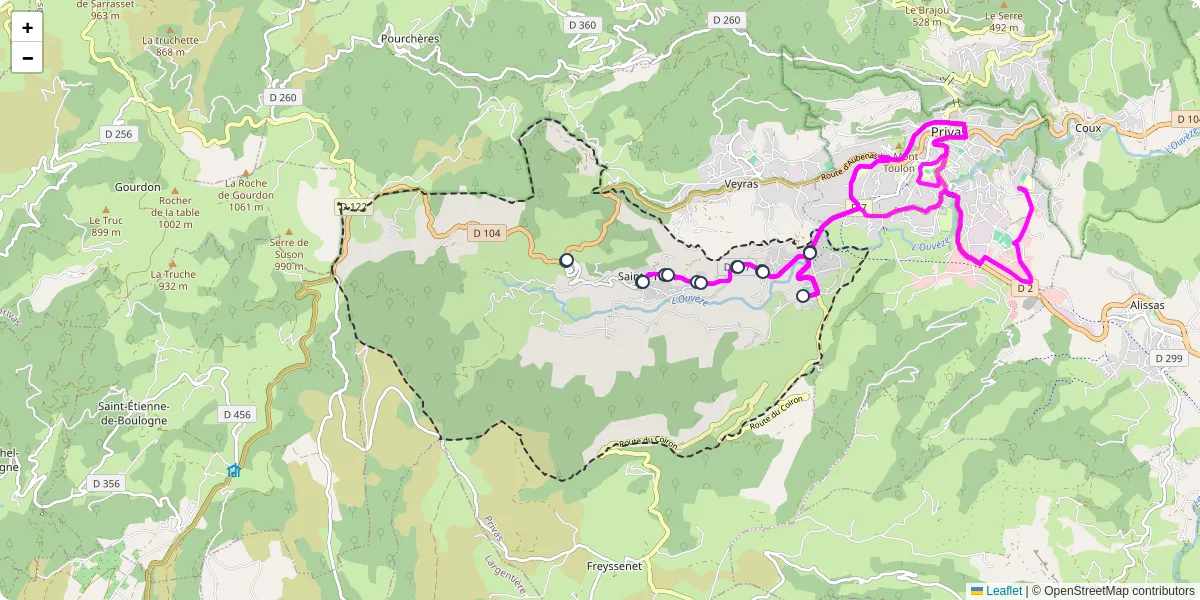 Carte du réseau de transport en commun à Saint-Priest - lignes de bus et arrêts