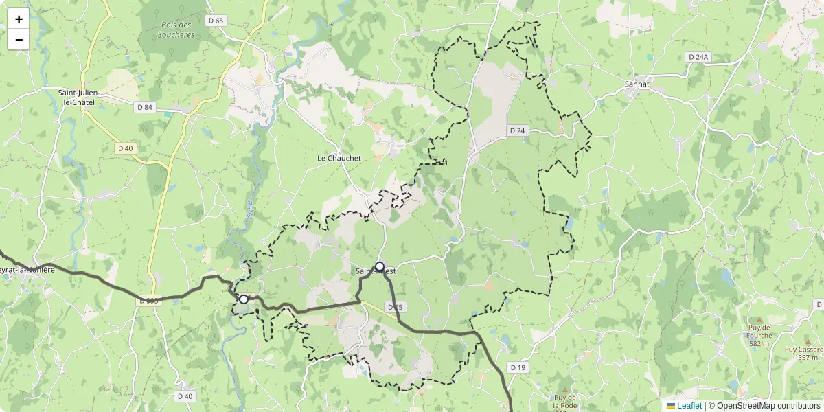 Carte du réseau de transport en commun à Saint-Priest - lignes de bus et arrêts