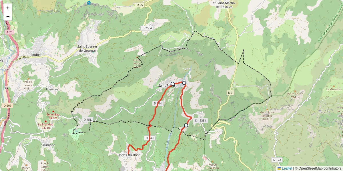 Carte du réseau de transport en commun à Saint-Privat - lignes de bus et arrêts