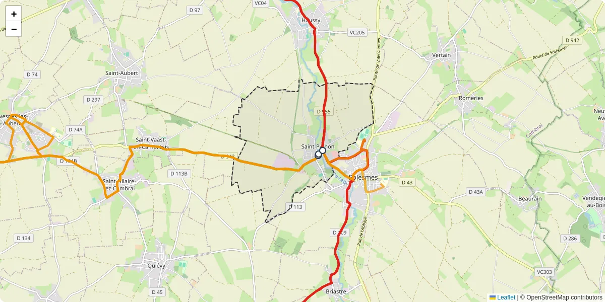 Carte du réseau de transport en commun à Saint-Python - lignes de bus et arrêts