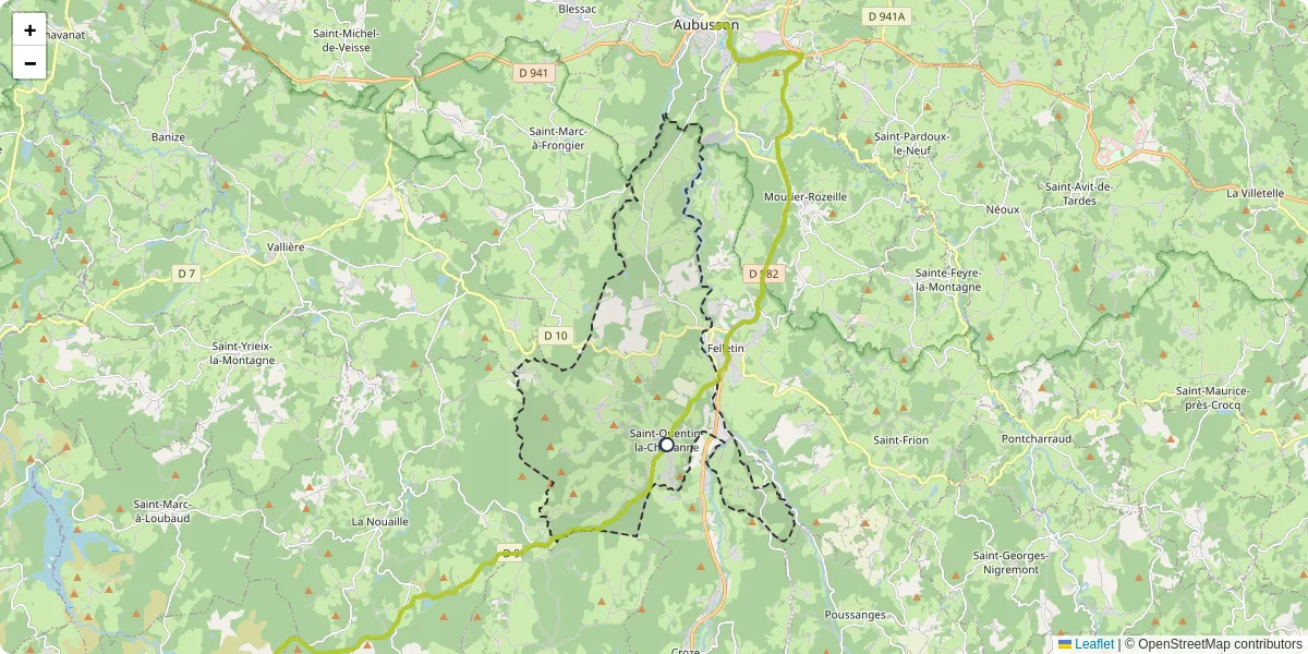 Carte du réseau de transport en commun à Saint-Quentin-la-Chabanne - lignes de bus et arrêts
