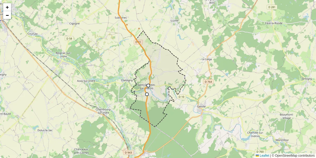 Carte du réseau de transport en commun à Saint-Quentin-sur-Indrois - lignes de bus et arrêts