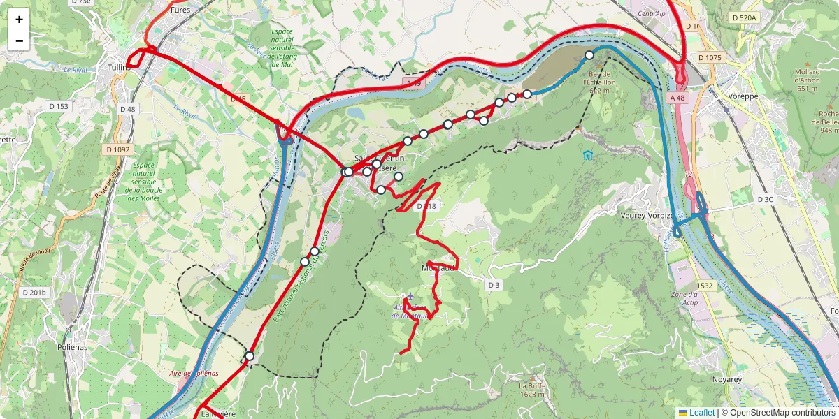 Carte du réseau de transport en commun à Saint-Quentin-sur-Isère - lignes de bus et arrêts