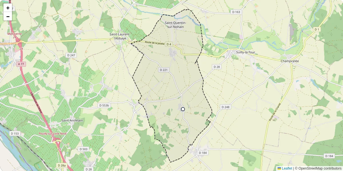 Carte du réseau de transport en commun à Saint-Quentin-sur-Nohain - lignes de bus et arrêts