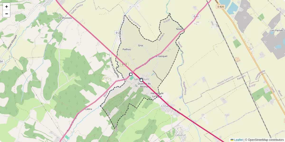 Carte du réseau de transport en commun à Saint-Quirc - lignes de bus et arrêts