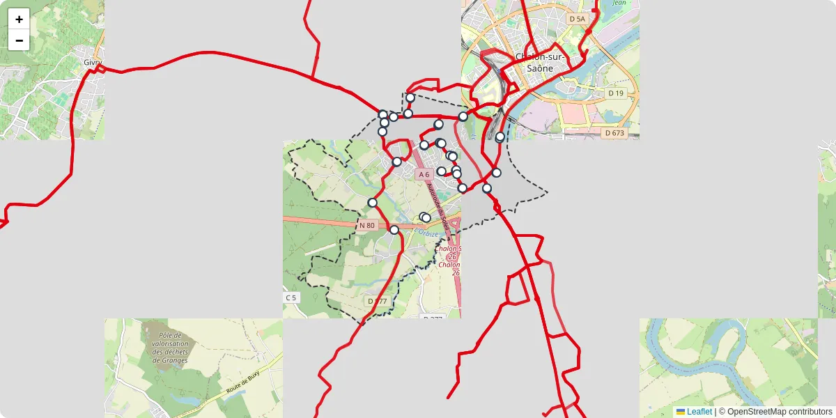Carte du réseau de transport en commun à Saint-Rémy - lignes de bus et arrêts