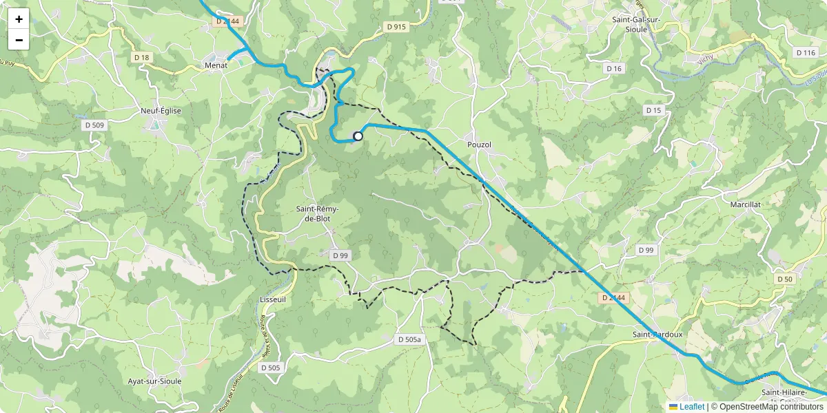 Carte du réseau de transport en commun à Saint-Rémy-de-Blot - lignes de bus et arrêts