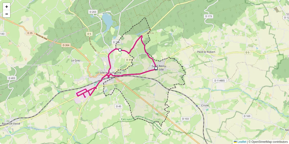 Carte du réseau de transport en commun à Saint-Rémy-de-Sillé - lignes de bus et arrêts