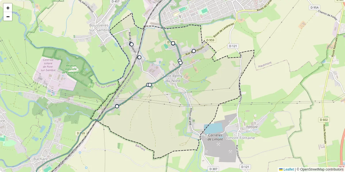 Carte du réseau de transport en commun à Saint-Remy-du-Nord - lignes de bus et arrêts