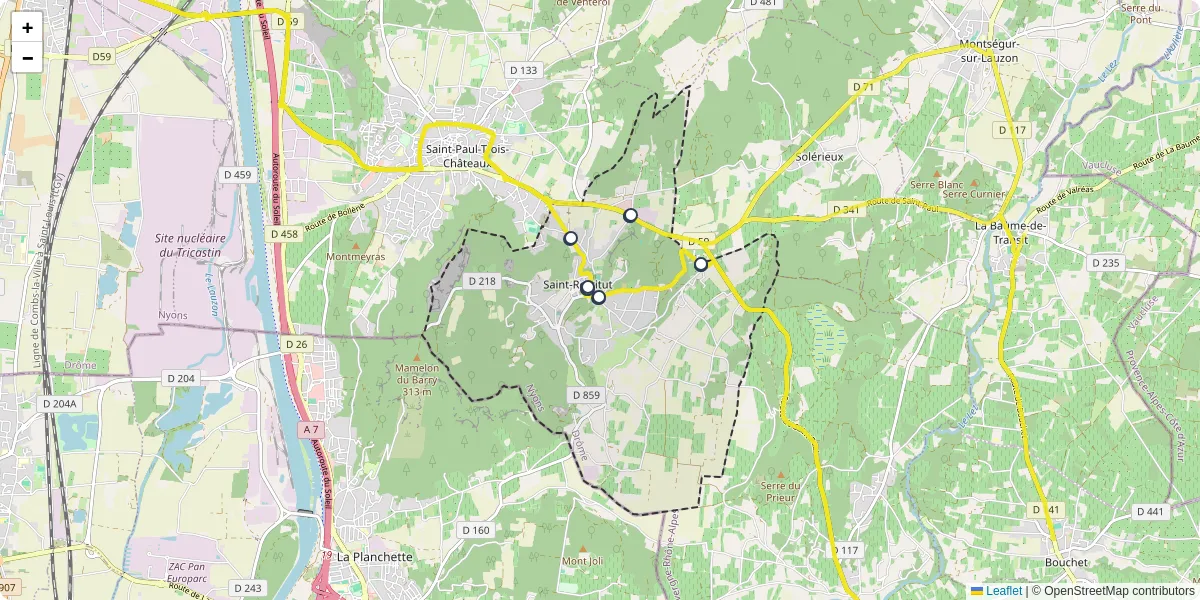 Carte du réseau de transport en commun à Saint-Restitut - lignes de bus et arrêts