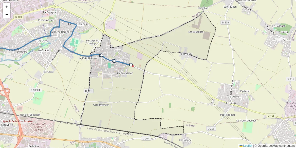 Carte du réseau de transport en commun à Saint-Rogatien - lignes de bus et arrêts