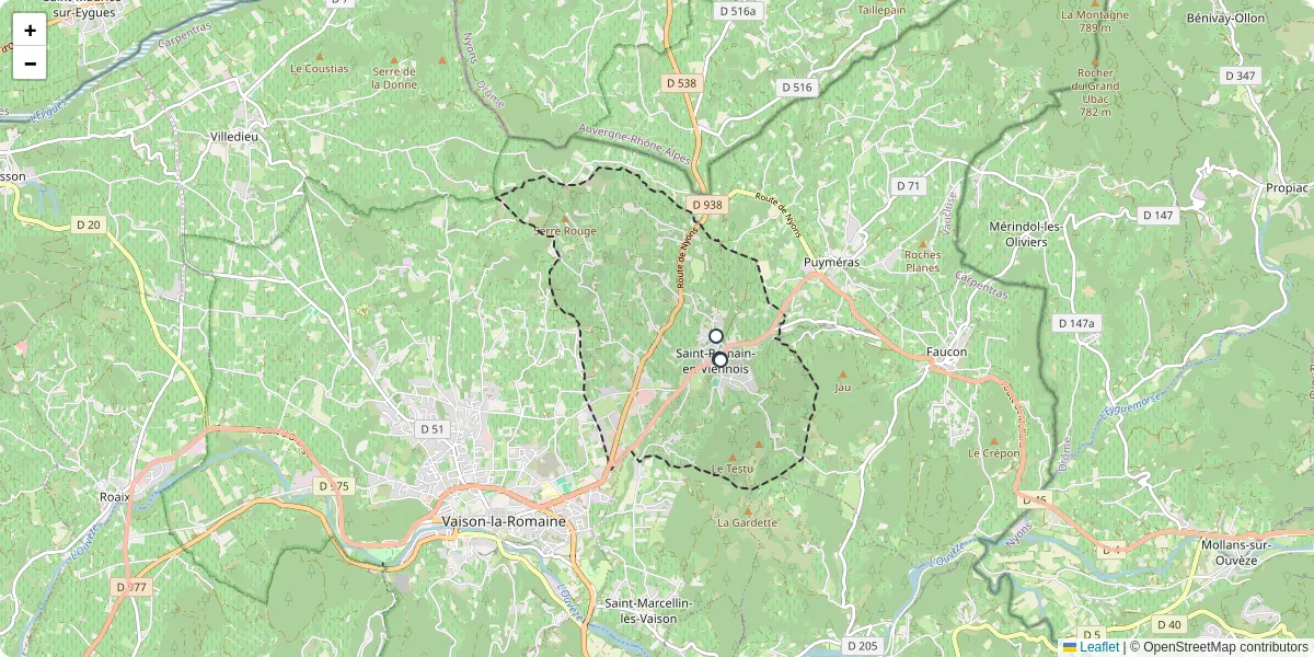 Carte du réseau de transport en commun à Saint-Romain-en-Viennois - lignes de bus et arrêts