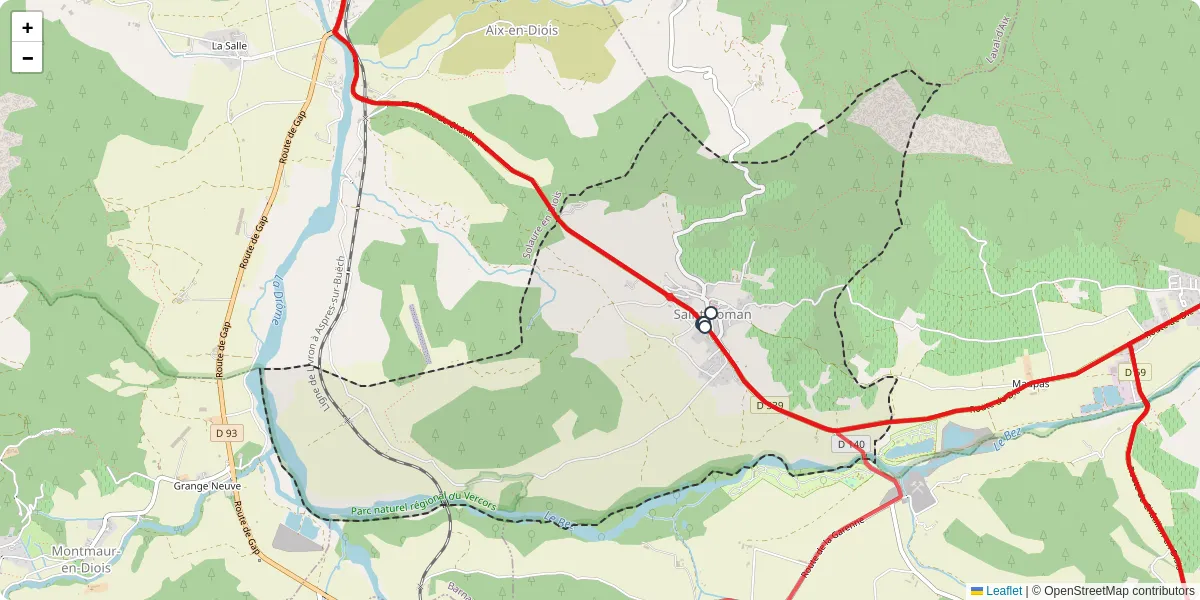 Carte du réseau de transport en commun à Saint-Roman - lignes de bus et arrêts