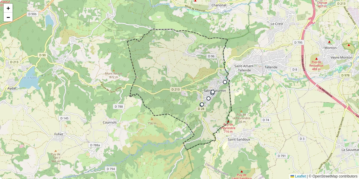 Carte du réseau de transport en commun à Saint-Saturnin - lignes de bus et arrêts