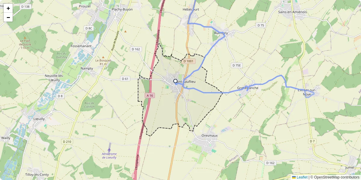 Carte du réseau de transport en commun à Saint-Sauflieu - lignes de bus et arrêts