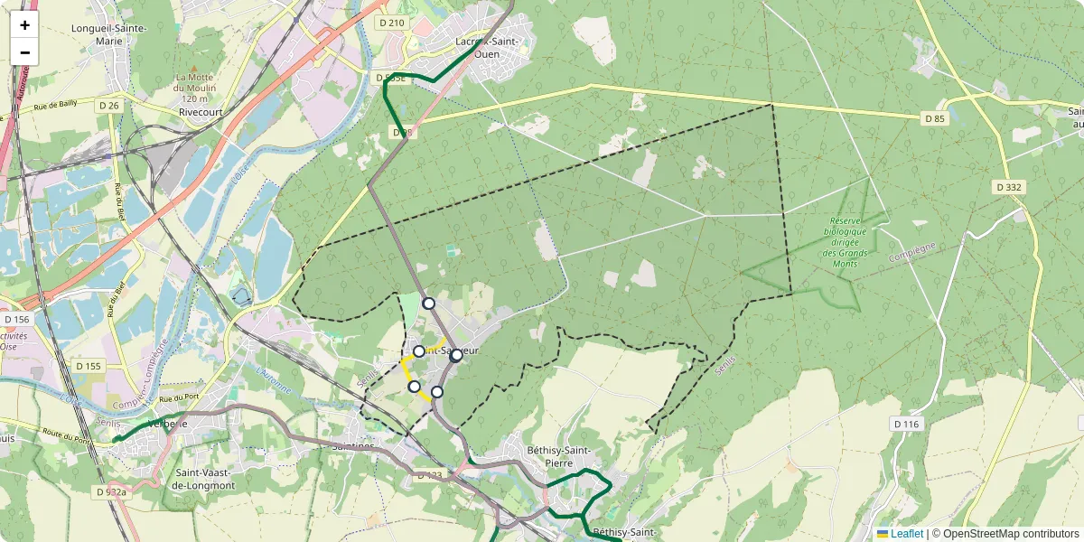 Carte du réseau de transport en commun à Saint-Sauveur - lignes de bus et arrêts