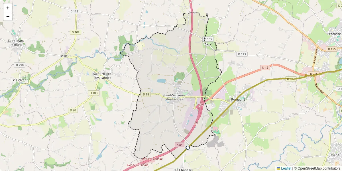 Carte du réseau de transport en commun à Saint-Sauveur-des-Landes - lignes de bus et arrêts