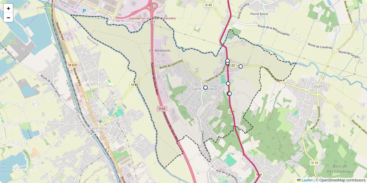 Carte du réseau de transport en commun à Saint-Sauveur - lignes de bus et arrêts