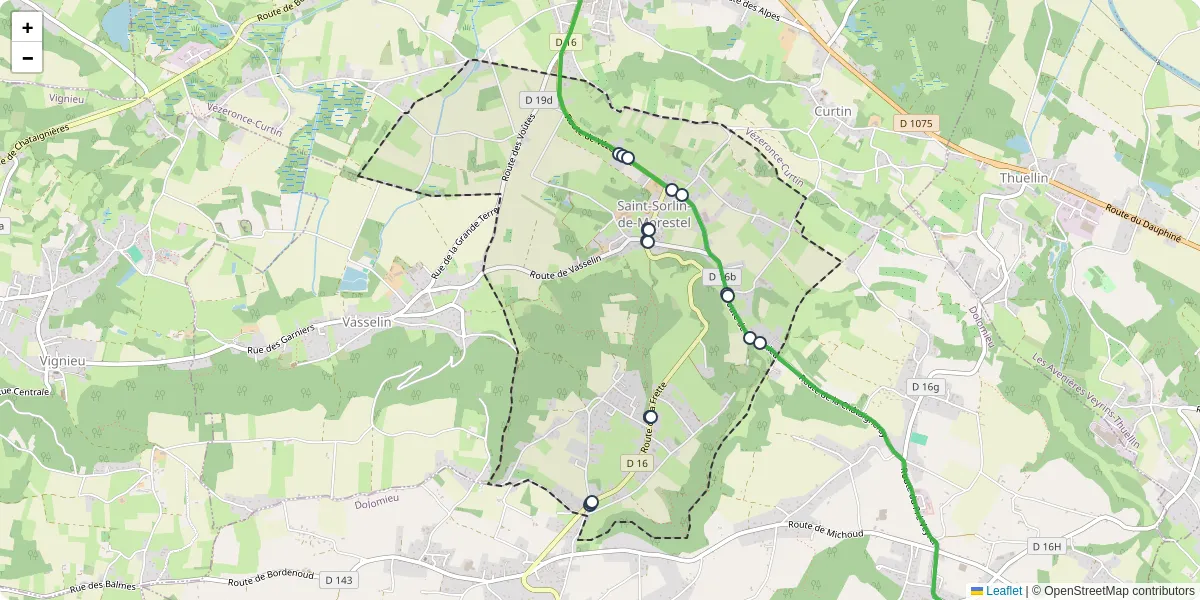 Carte du réseau de transport en commun à Saint-Sorlin-de-Morestel - lignes de bus et arrêts