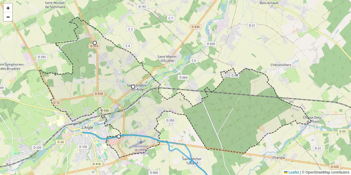 Carte du réseau de transport en commun à Saint-Sulpice-sur-Risle - lignes de bus et arrêts