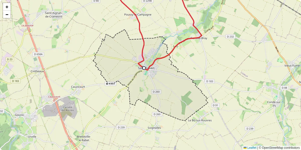Carte du réseau de transport en commun à Saint-Sylvain - lignes de bus et arrêts