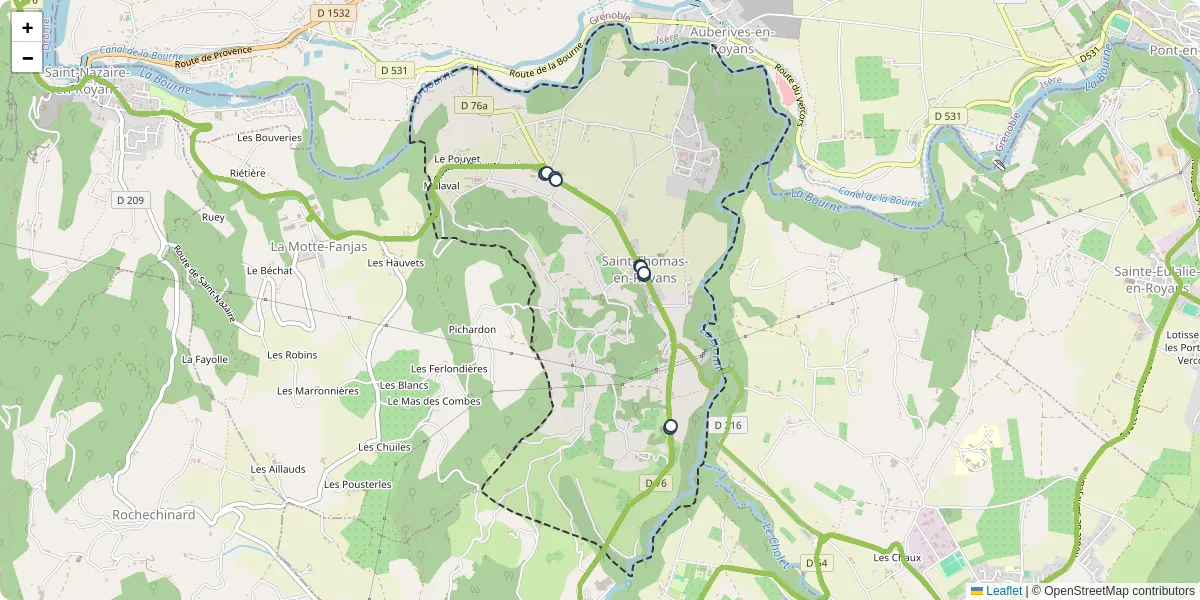 Carte du réseau de transport en commun à Saint-Thomas-en-Royans - lignes de bus et arrêts