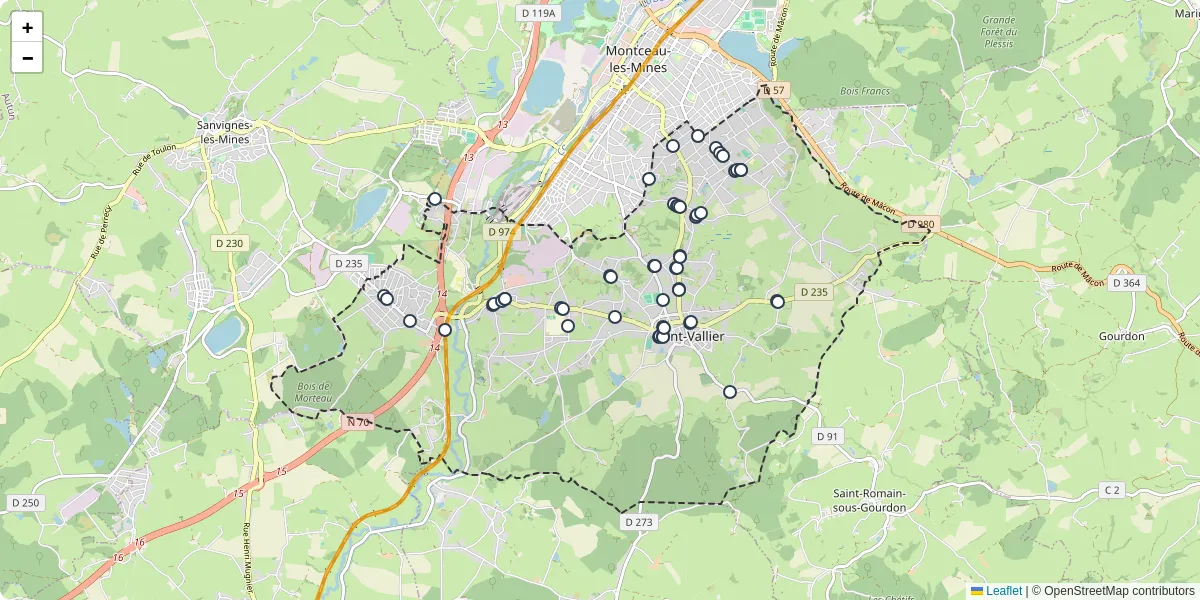 Carte du réseau de transport en commun à Saint-Vallier - lignes de bus et arrêts