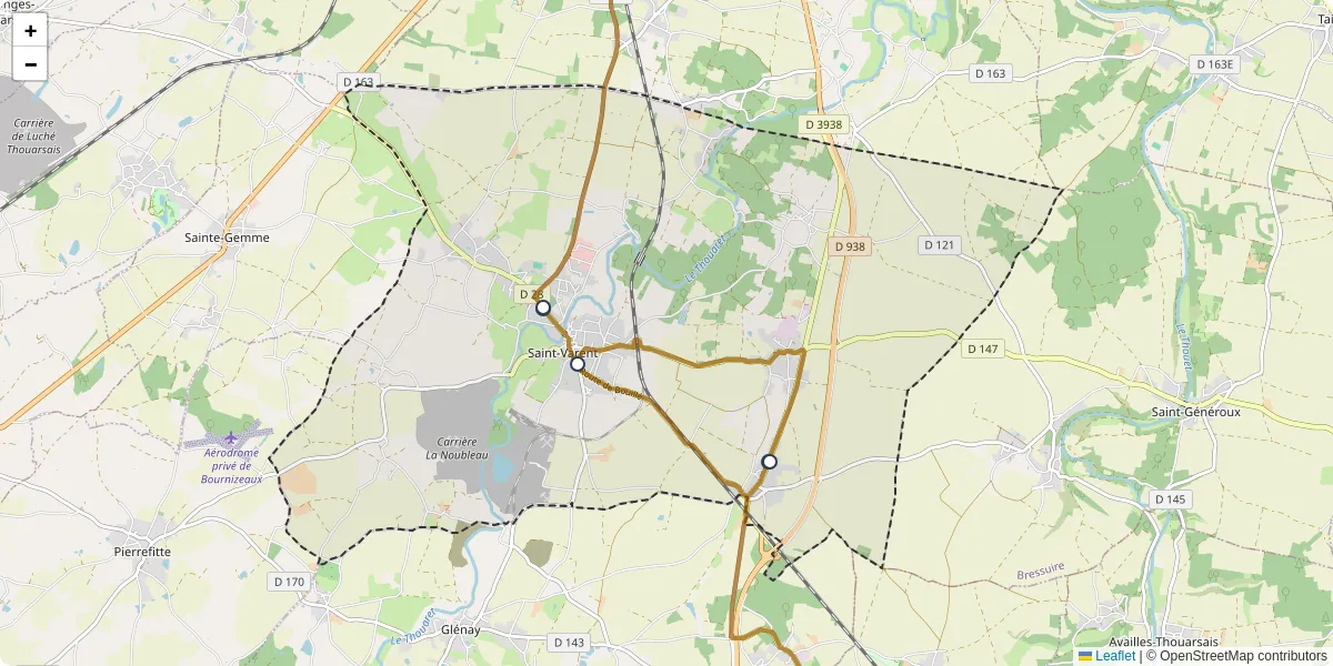 Carte du réseau de transport en commun à Saint-Varent - lignes de bus et arrêts