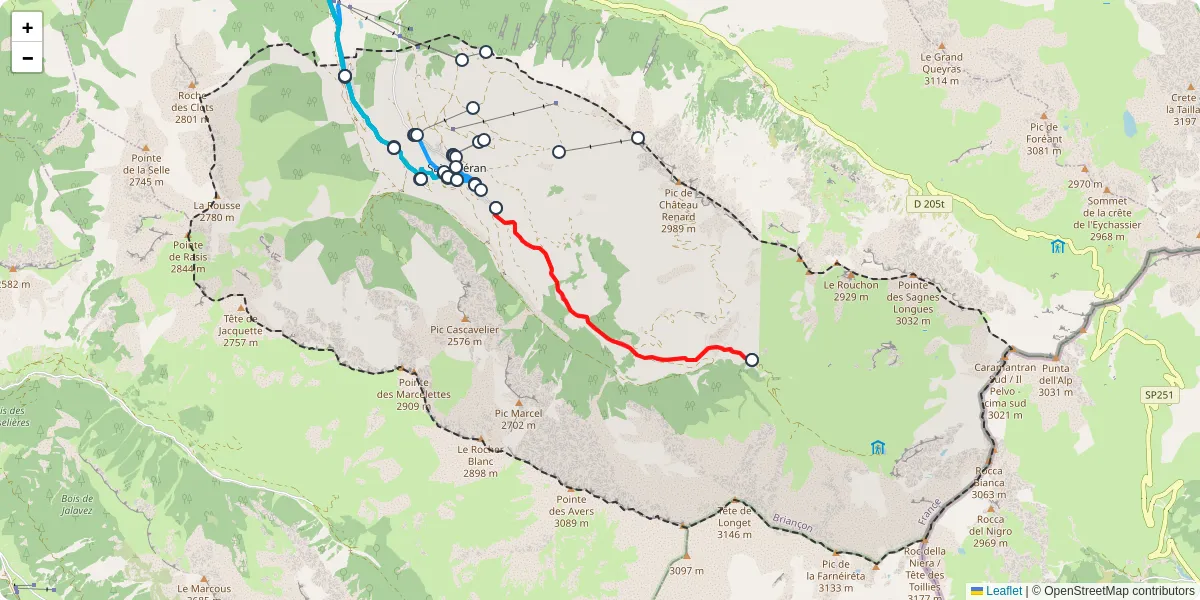 Carte du réseau de transport en commun à Saint-Véran - lignes de bus et arrêts