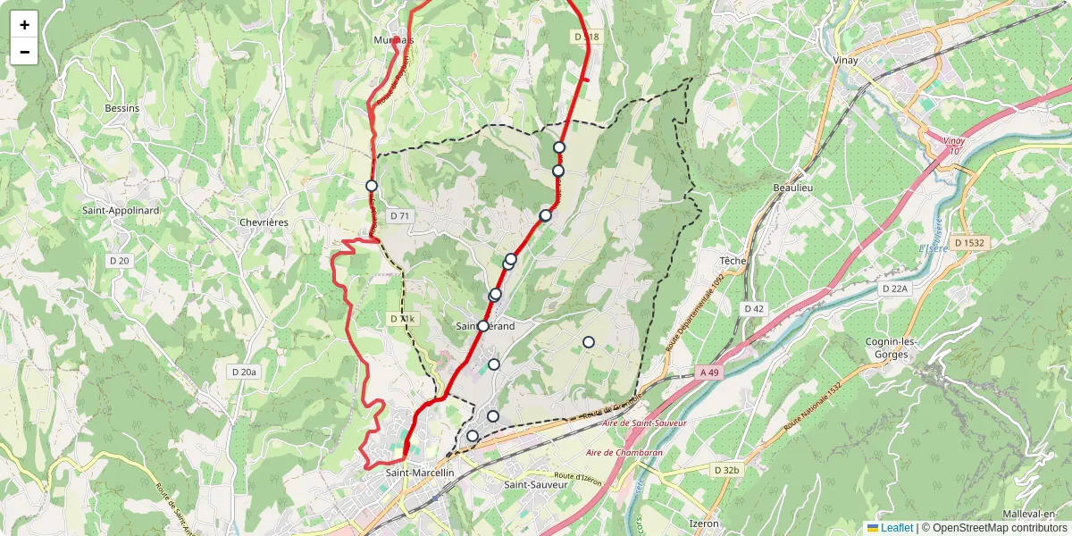 Carte du réseau de transport en commun à Saint-Vérand - lignes de bus et arrêts
