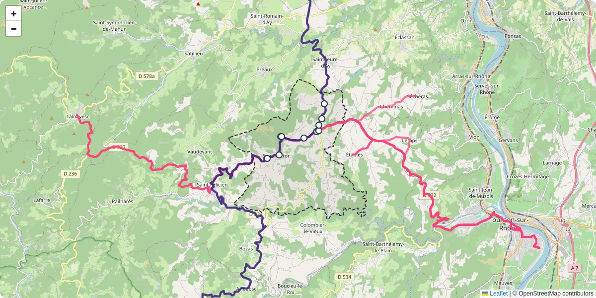 Carte du réseau de transport en commun à Saint-Victor - lignes de bus et arrêts