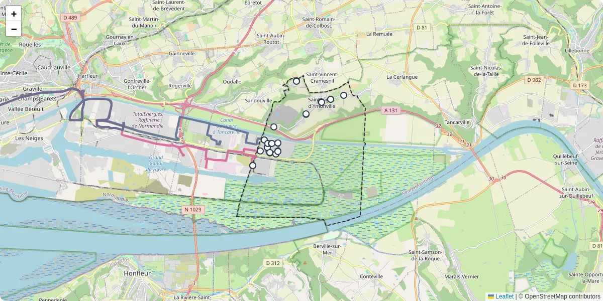 Carte du réseau de transport en commun à Saint-Vigor-d'Ymonville - lignes de bus et arrêts