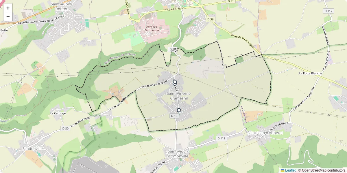 Carte du réseau de transport en commun à Saint-Vincent-Cramesnil - lignes de bus et arrêts