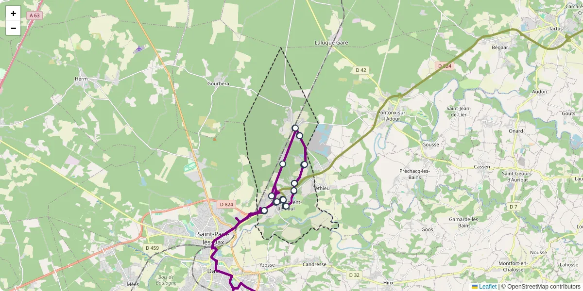 Carte du réseau de transport en commun à Saint-Vincent-de-Paul - lignes de bus et arrêts