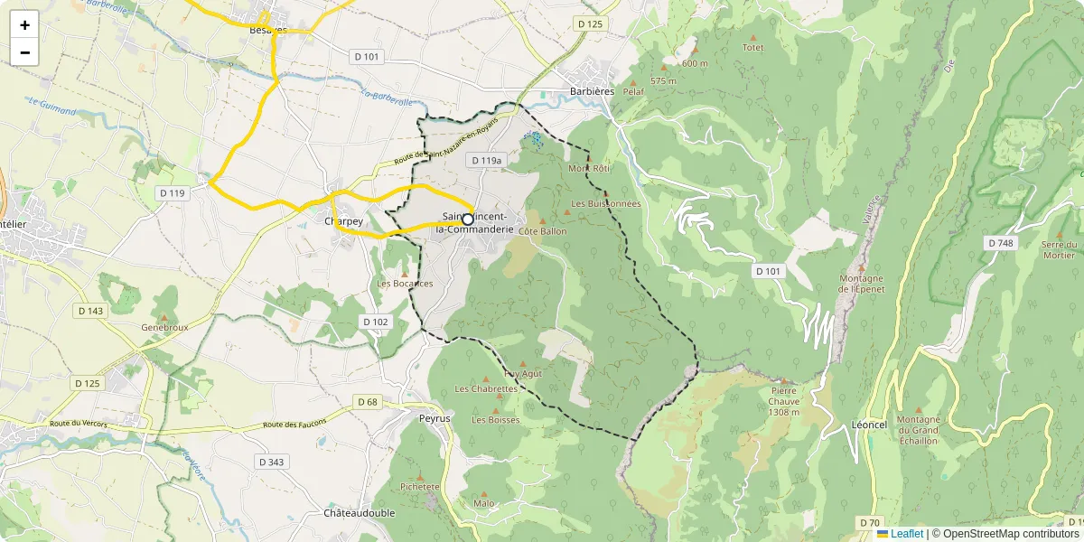Carte du réseau de transport en commun à Saint-Vincent-la-Commanderie - lignes de bus et arrêts