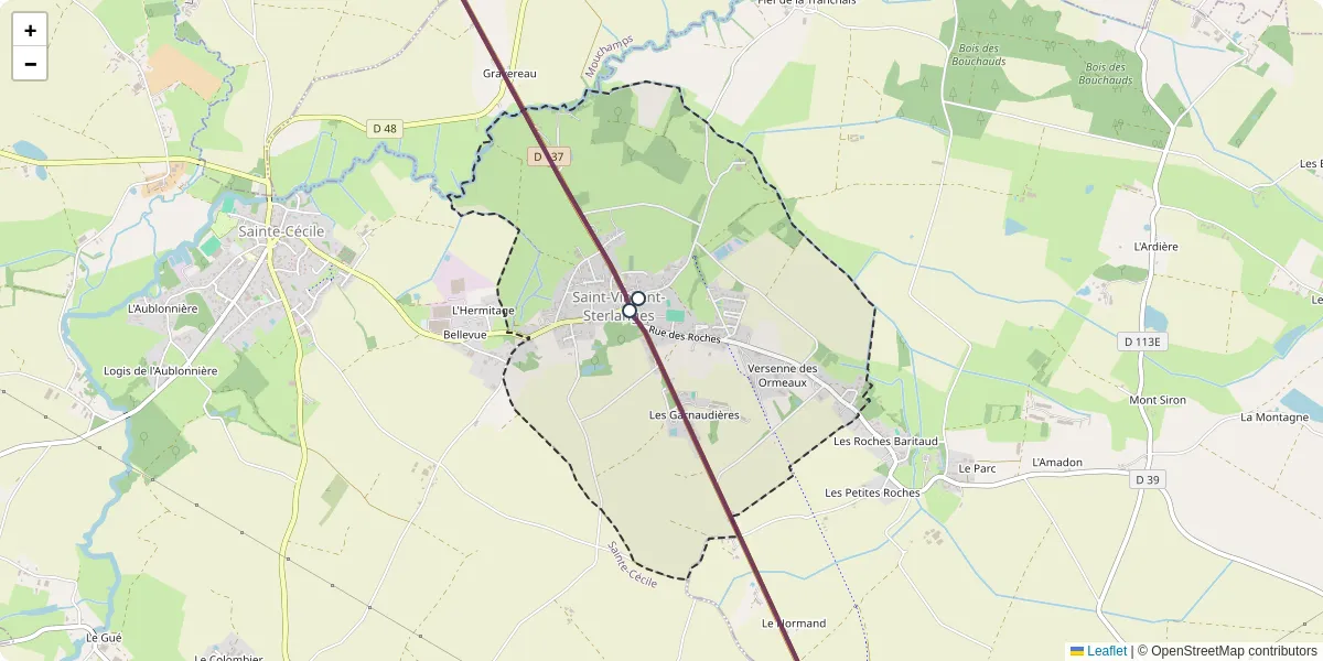 Carte du réseau de transport en commun à Saint-Vincent-Sterlanges - lignes de bus et arrêts