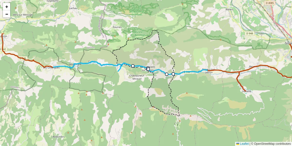 Carte du réseau de transport en commun à Saint-Vincent-sur-Jabron - lignes de bus et arrêts