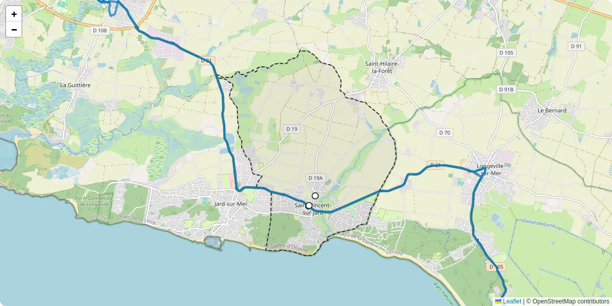 Carte du réseau de transport en commun à Saint-Vincent-sur-Jard - lignes de bus et arrêts