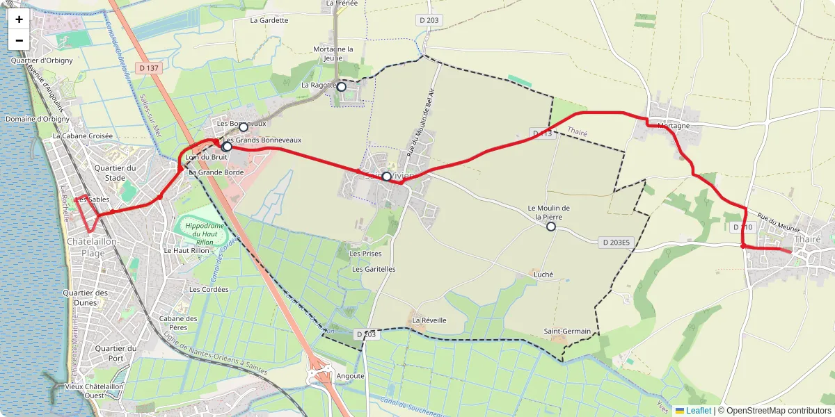 Carte du réseau de transport en commun à Saint-Vivien - lignes de bus et arrêts
