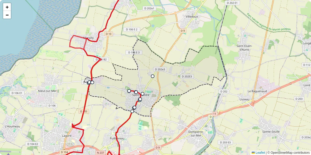 Carte du réseau de transport en commun à Saint-Xandre - lignes de bus et arrêts