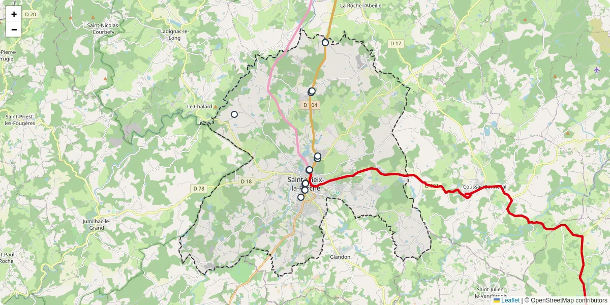 Carte du réseau de transport en commun à Saint-Yrieix-la-Perche - lignes de bus et arrêts