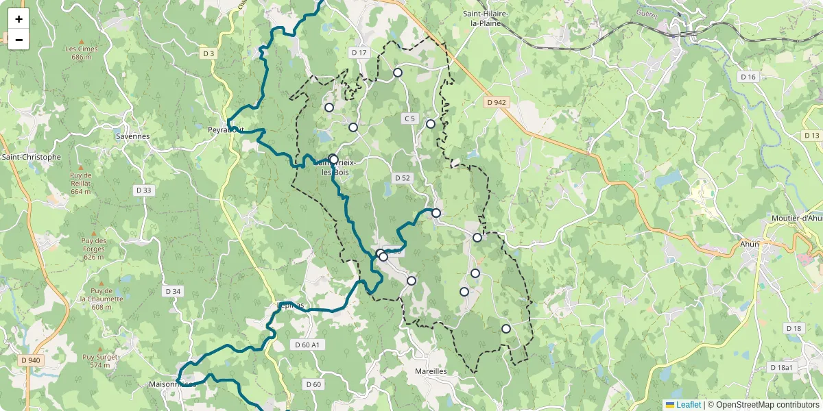 Carte du réseau de transport en commun à Saint-Yrieix-les-Bois - lignes de bus et arrêts