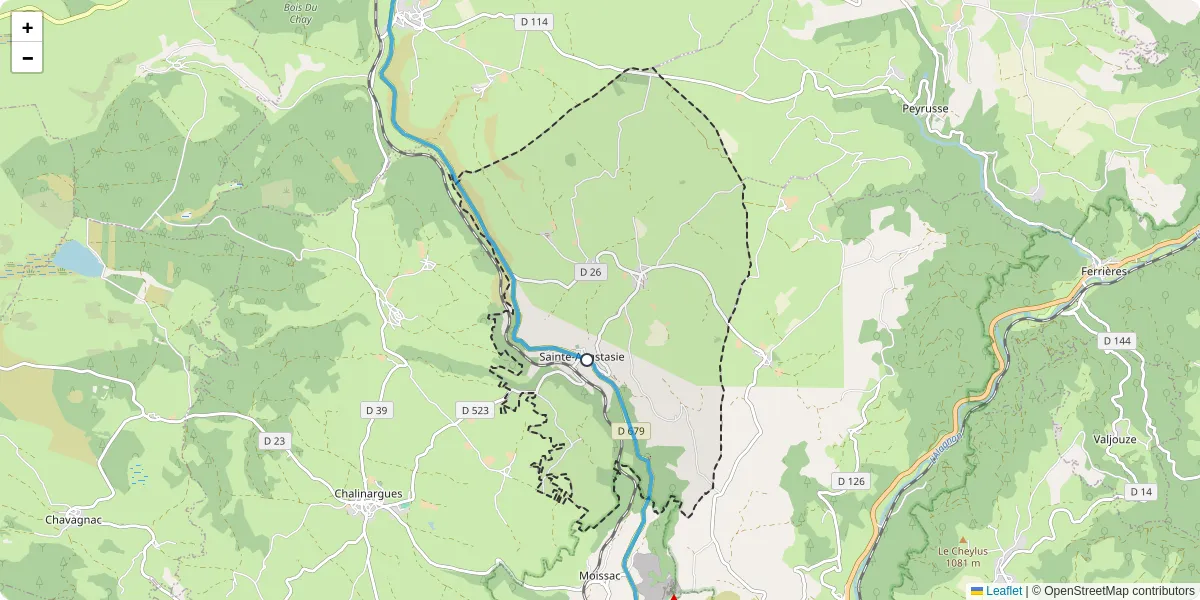 Carte du réseau de transport en commun à Sainte-Anastasie - lignes de bus et arrêts