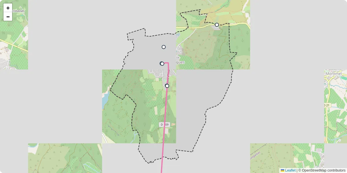 Carte du réseau de transport en commun à Sainte-Croix-de-Quintillargues - lignes de bus et arrêts