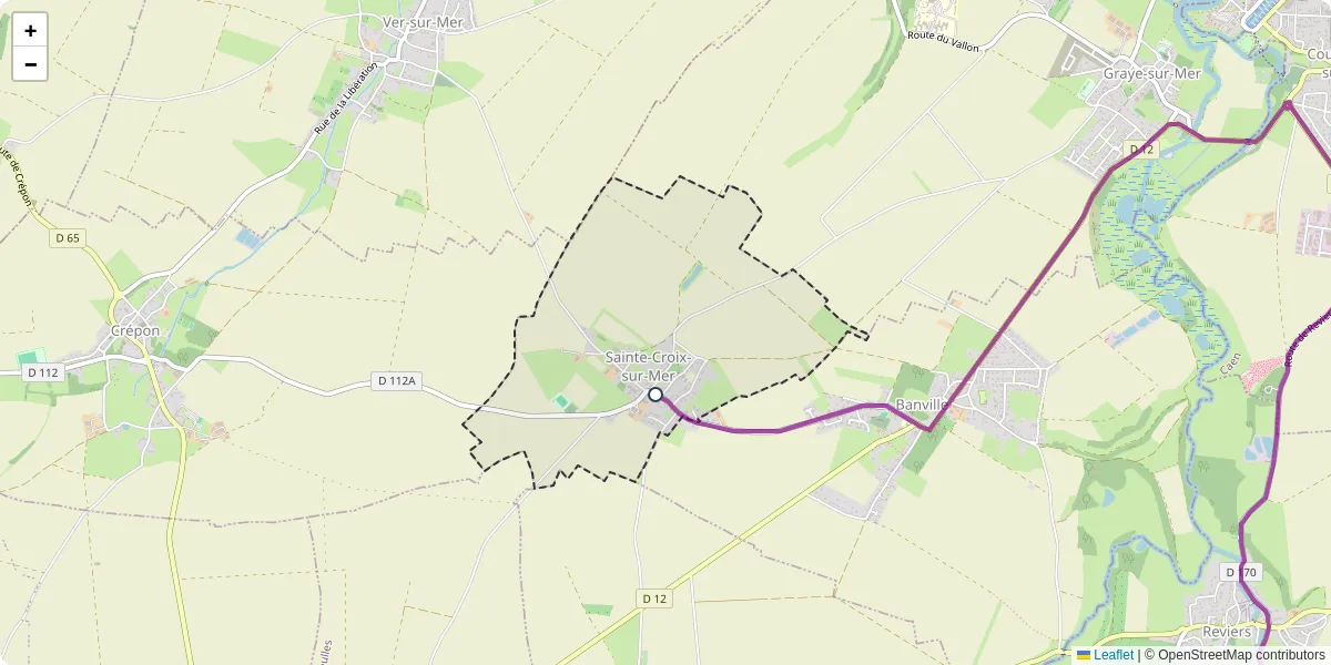 Carte du réseau de transport en commun à Sainte-Croix-sur-Mer - lignes de bus et arrêts