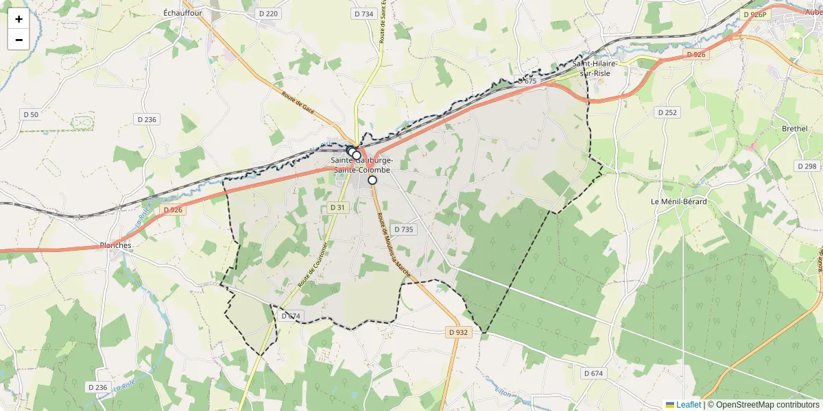 Carte du réseau de transport en commun à Sainte-Gauburge-Sainte-Colombe - lignes de bus et arrêts