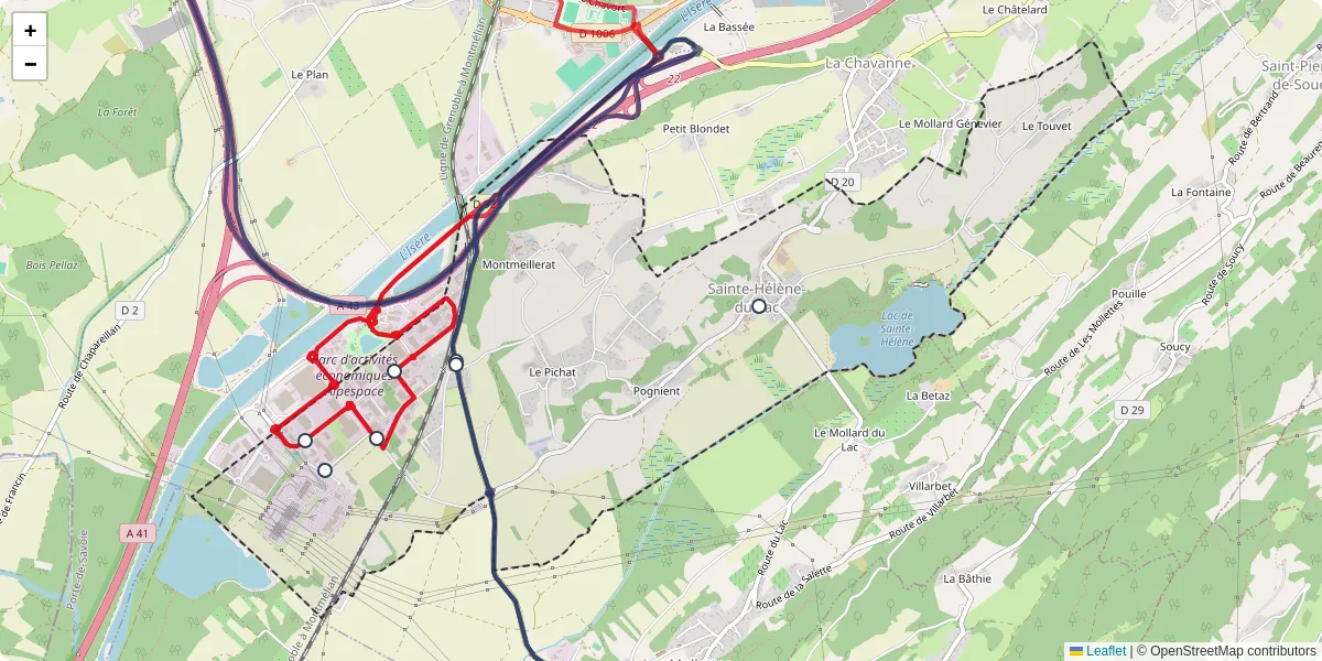 Carte du réseau de transport en commun à Sainte-Hélène-du-Lac - lignes de bus et arrêts
