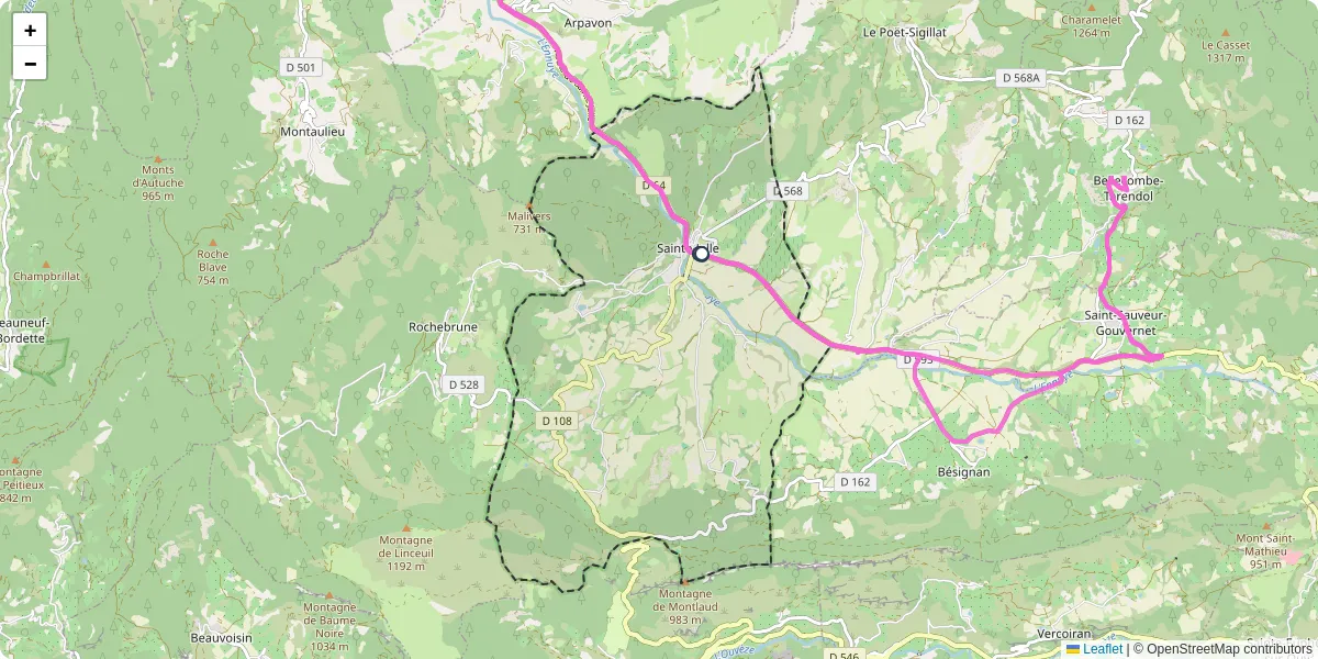 Carte du réseau de transport en commun à Sainte-Jalle - lignes de bus et arrêts