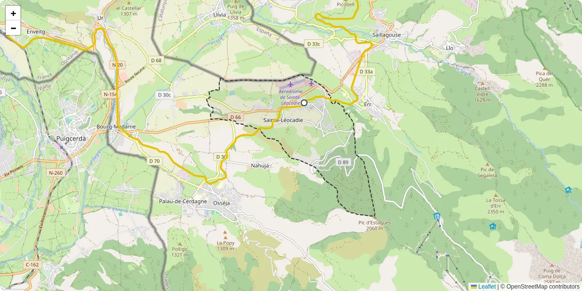 Carte du réseau de transport en commun à Sainte-Léocadie - lignes de bus et arrêts