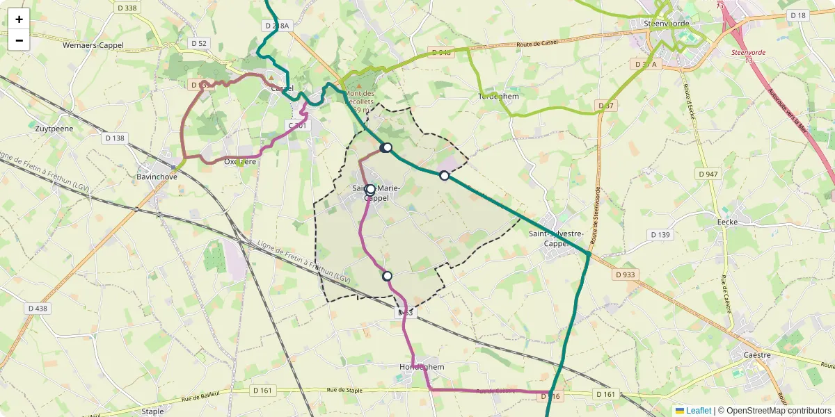 Carte du réseau de transport en commun à Sainte-Marie-Cappel - lignes de bus et arrêts